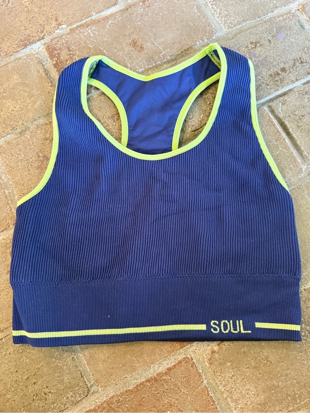 Soul Navy Sports Bra with Lime Trim